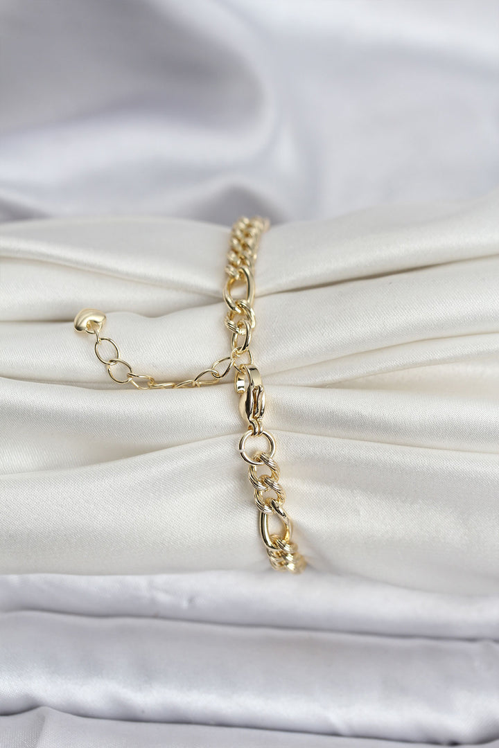 EBJ 14K Gold Renk Kaplama Lazerli Zincir Model CM Kadın Bileklik - Folsom