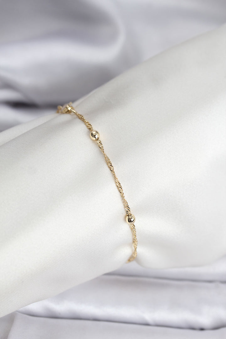 EBJ 14K Gold Color Coated Bead Model CM Women's Bracelet - Brussels