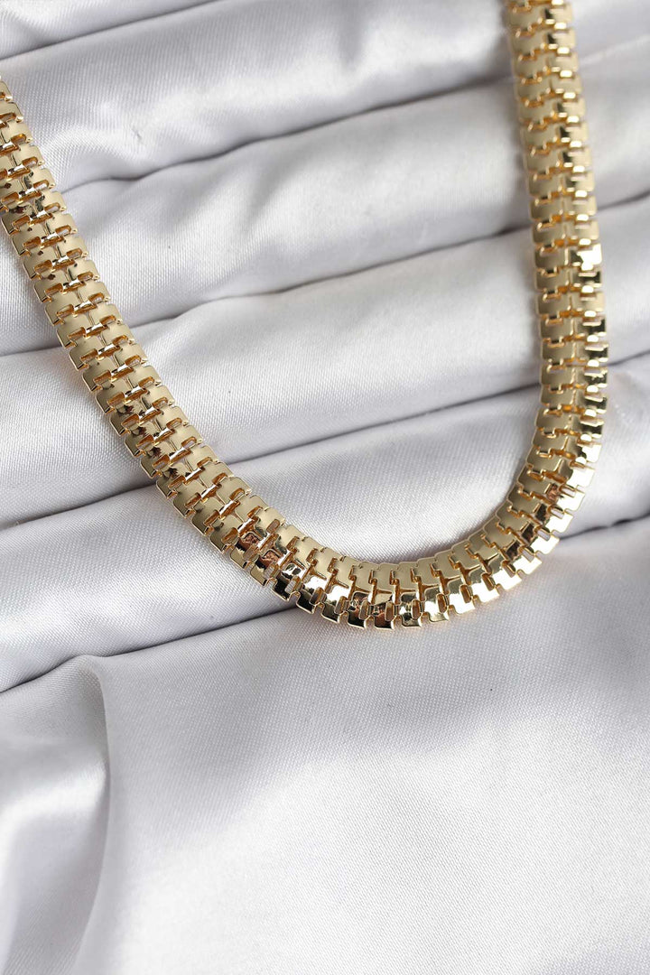 EBJ 14K Gold Color Coated Chain Patterned CM Women's Necklace - Famalicão