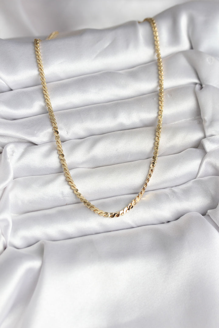 EBJ 14K Gold Renk Kaplama Ezme Yılan Zincir Model CM Kadın Kolye - Algeciras