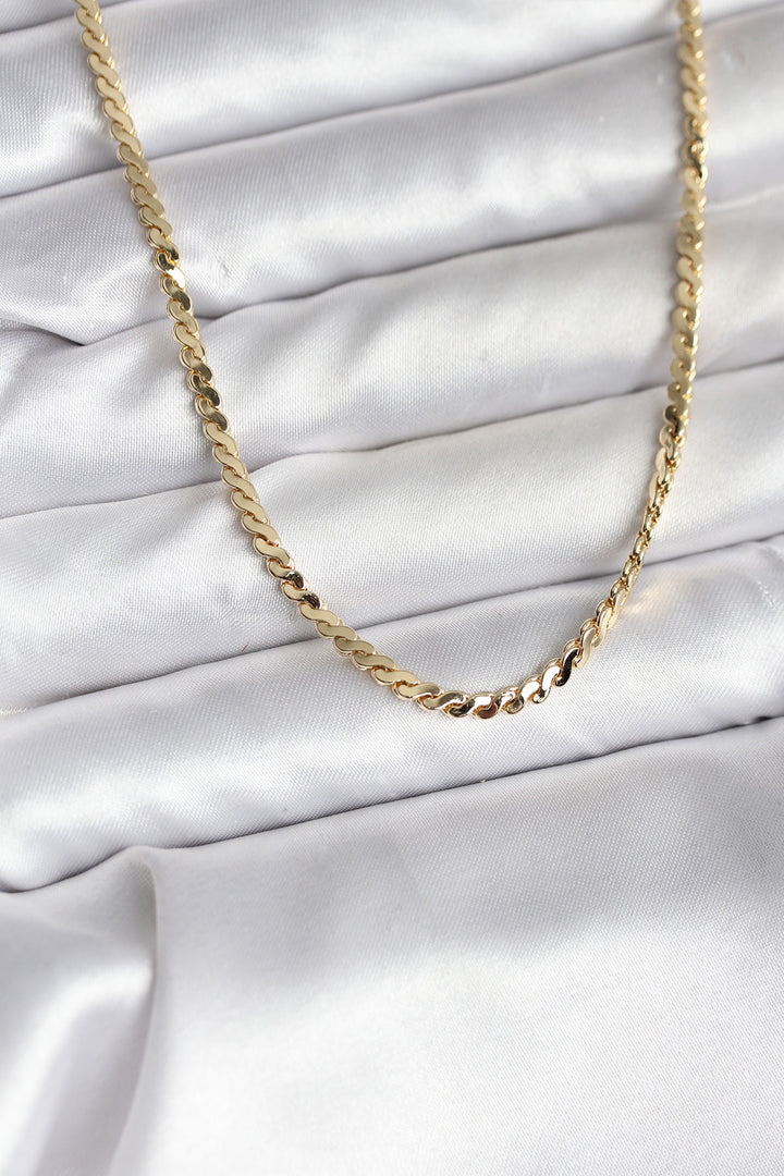 EBJ 14K Gold Renk Kaplama Ezme Yılan Zincir Model CM Kadın Kolye - Algeciras