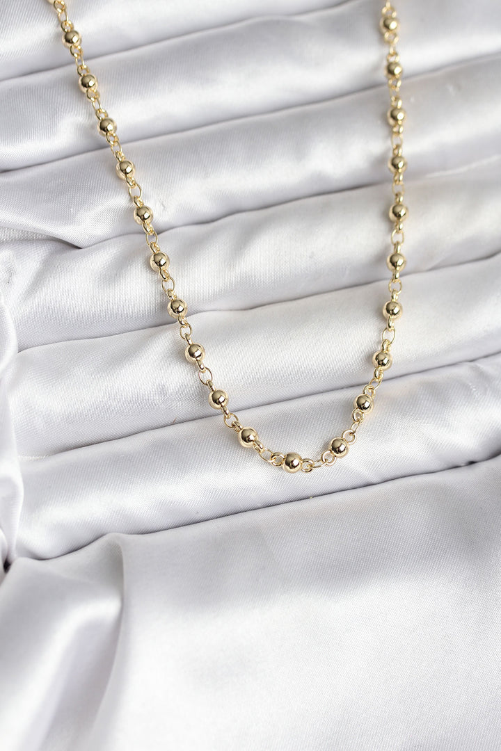 EBJ 14K Gold Color Coated Ball Chain Model CM Women's Necklace - Toulon