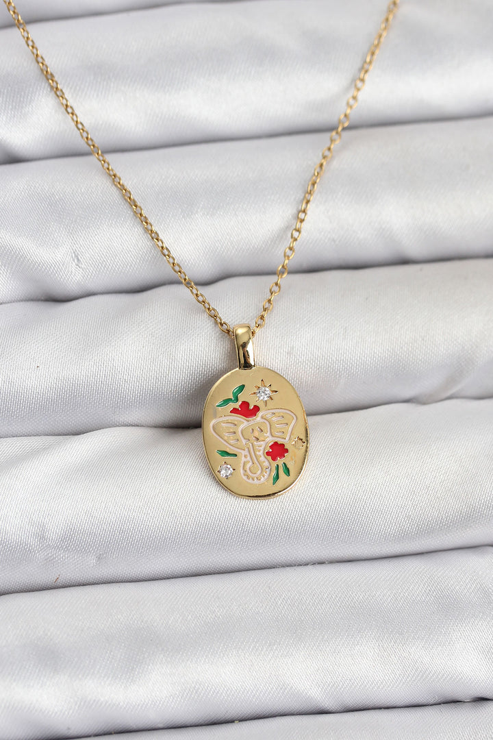 EBJ 316L Steel Chain Gold Color Elephant Shaped Women's Necklace - Clermont