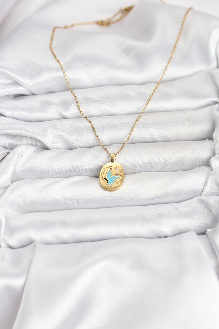 EBJ 316L Stainless Steel Chain Gold Color Butterfly Figure Women's Necklace - Middletown