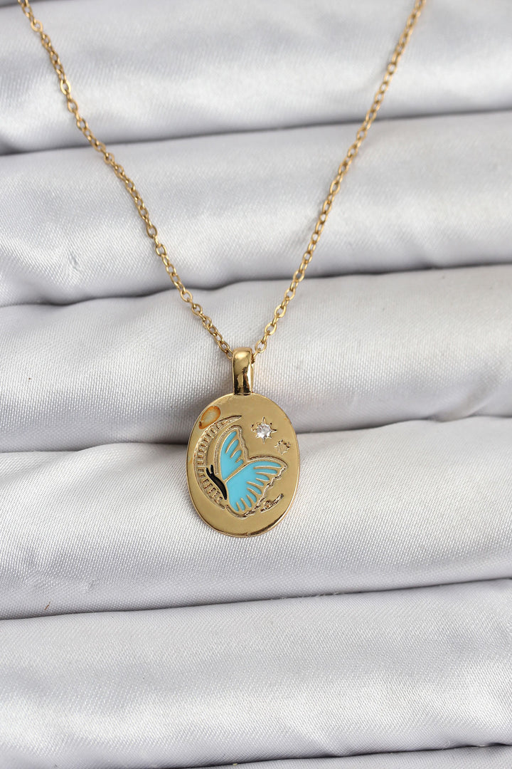 EBJ 316L Stainless Steel Chain Gold Color Butterfly Figure Women's Necklace - Middletown