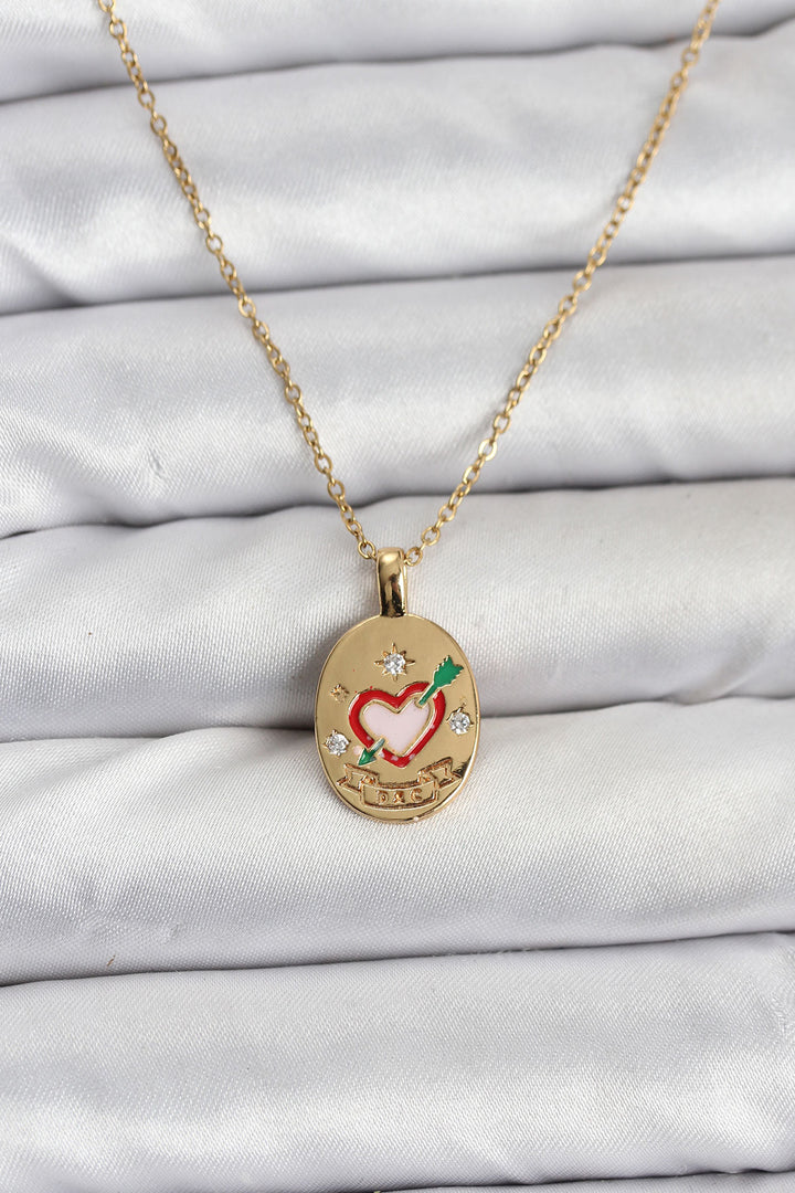 EBJ 316L Steel Chain Gold Color Heart Shaped Women's Necklace - Port Arthur