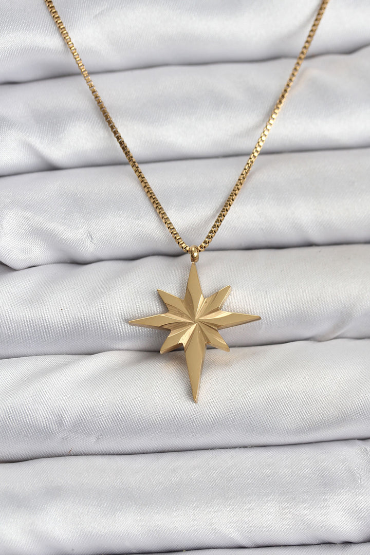 EBJ 316L Çelik Zincir Gold Renk Kutup Yıldızı Model 60 cm Zincir Kadın Kolye - Santa Eulalia del Río