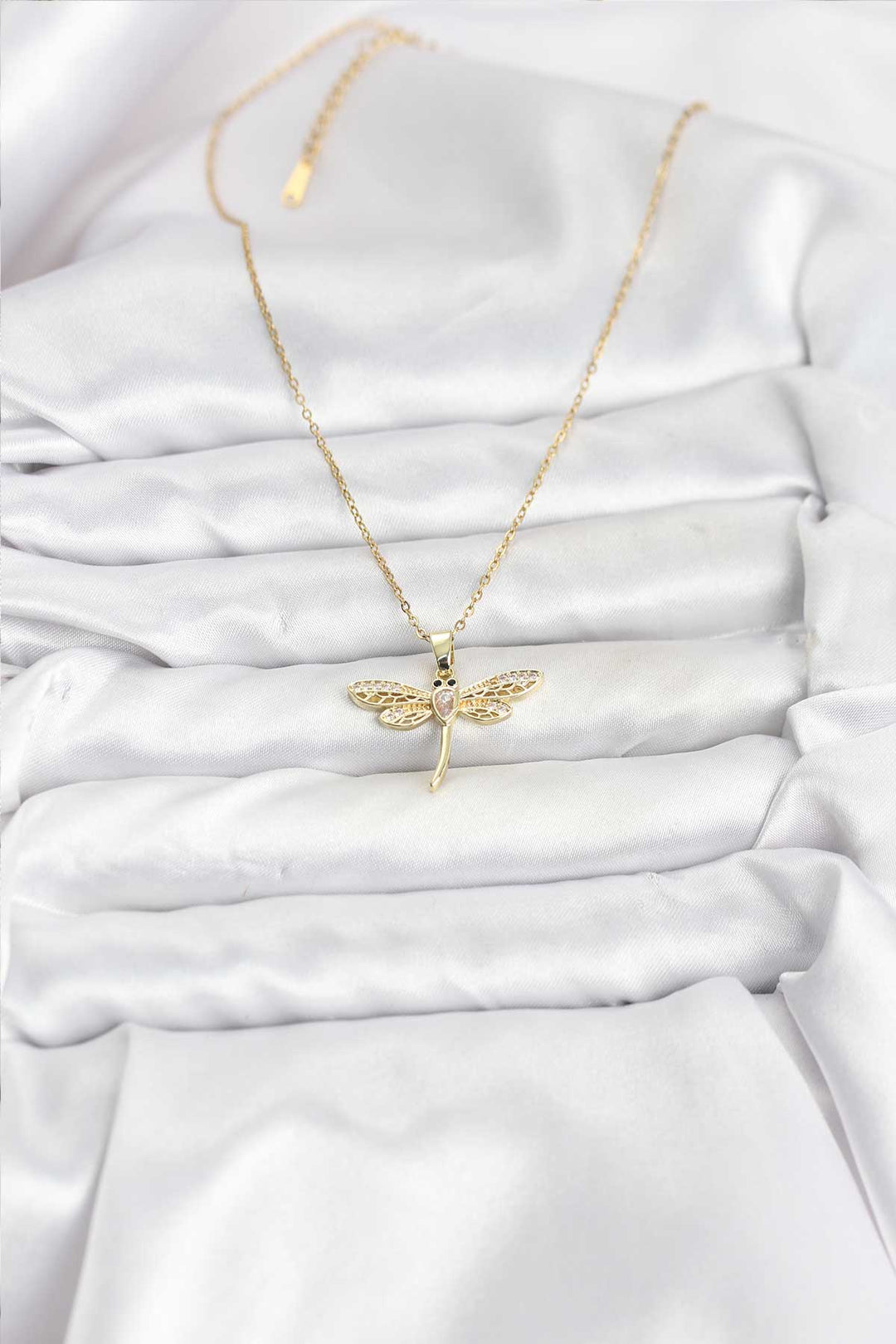 EBJ 316L Çelik Zincir Gold Renk Yusufçuk Model Kadın Kolye - Edina