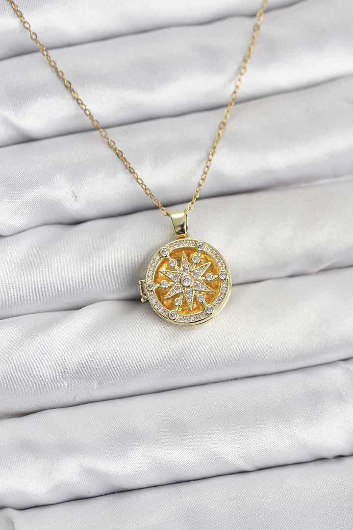 EBJ 316L Çelik Zincir Gold Renk Kutup Yıldızı Kapaklı Model Kadın Kolye - Henderson