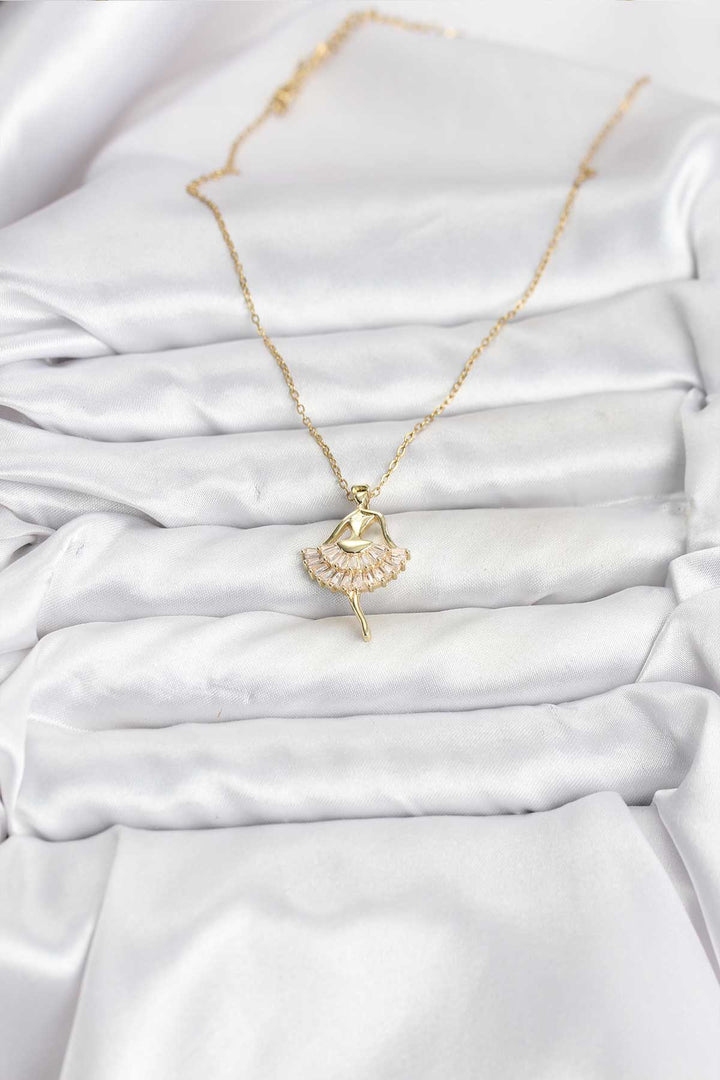 EBJ 316L Çelik Zincir Gold Renk Balerin Model Kadın Kolye - Ciudad de Atlixco