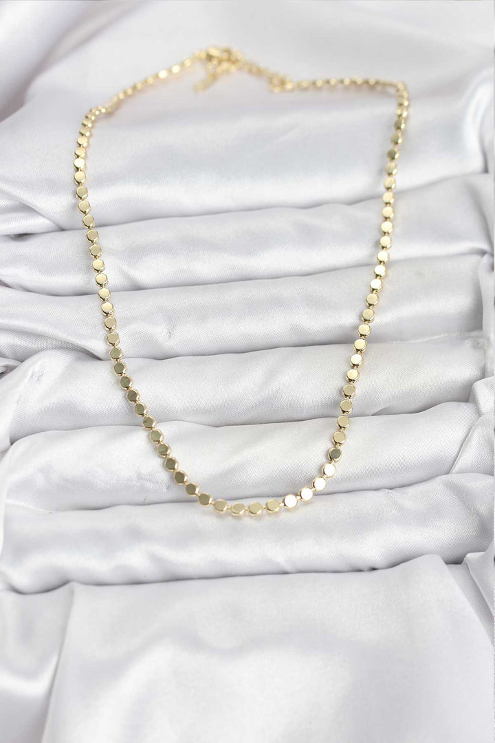 EBJ 316L Çelik Zincir Gold Renk Ezme Zincir Model  45 cm Kadın Kolye - Zamora