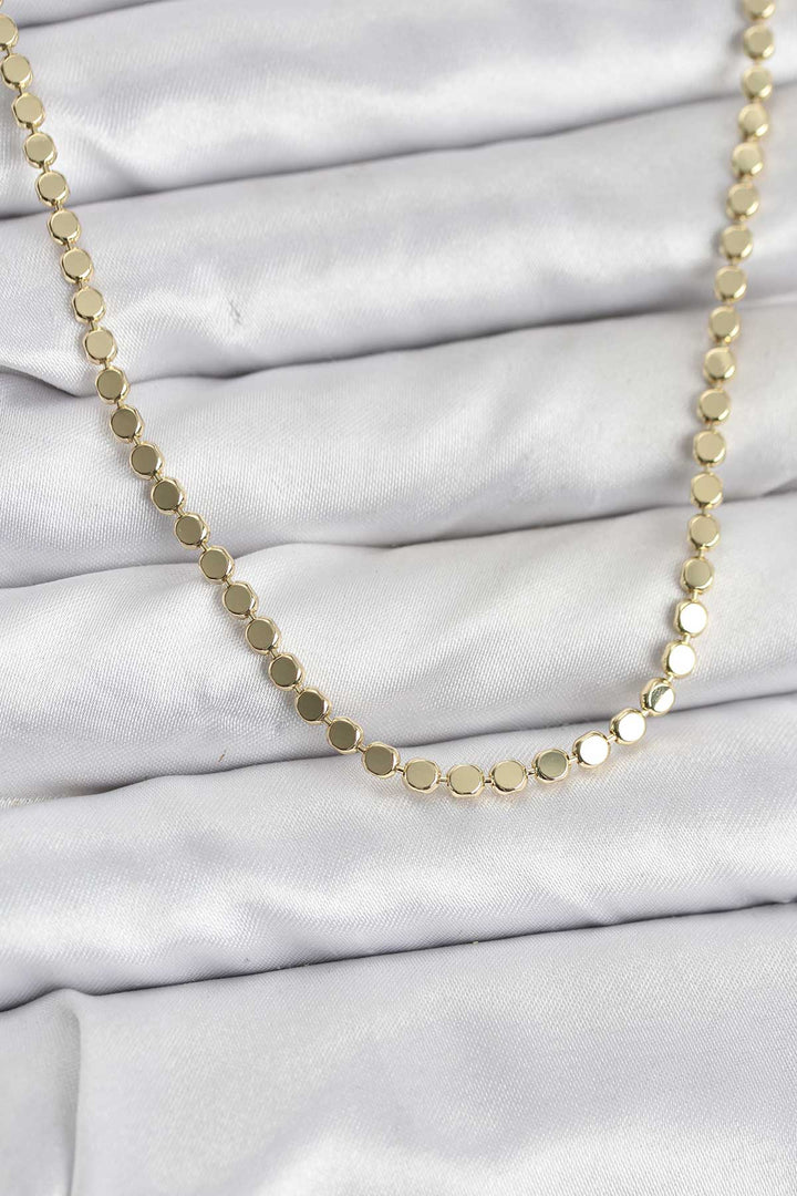 EBJ 316L Çelik Zincir Gold Renk Ezme Zincir Model  45 cm Kadın Kolye - Zamora