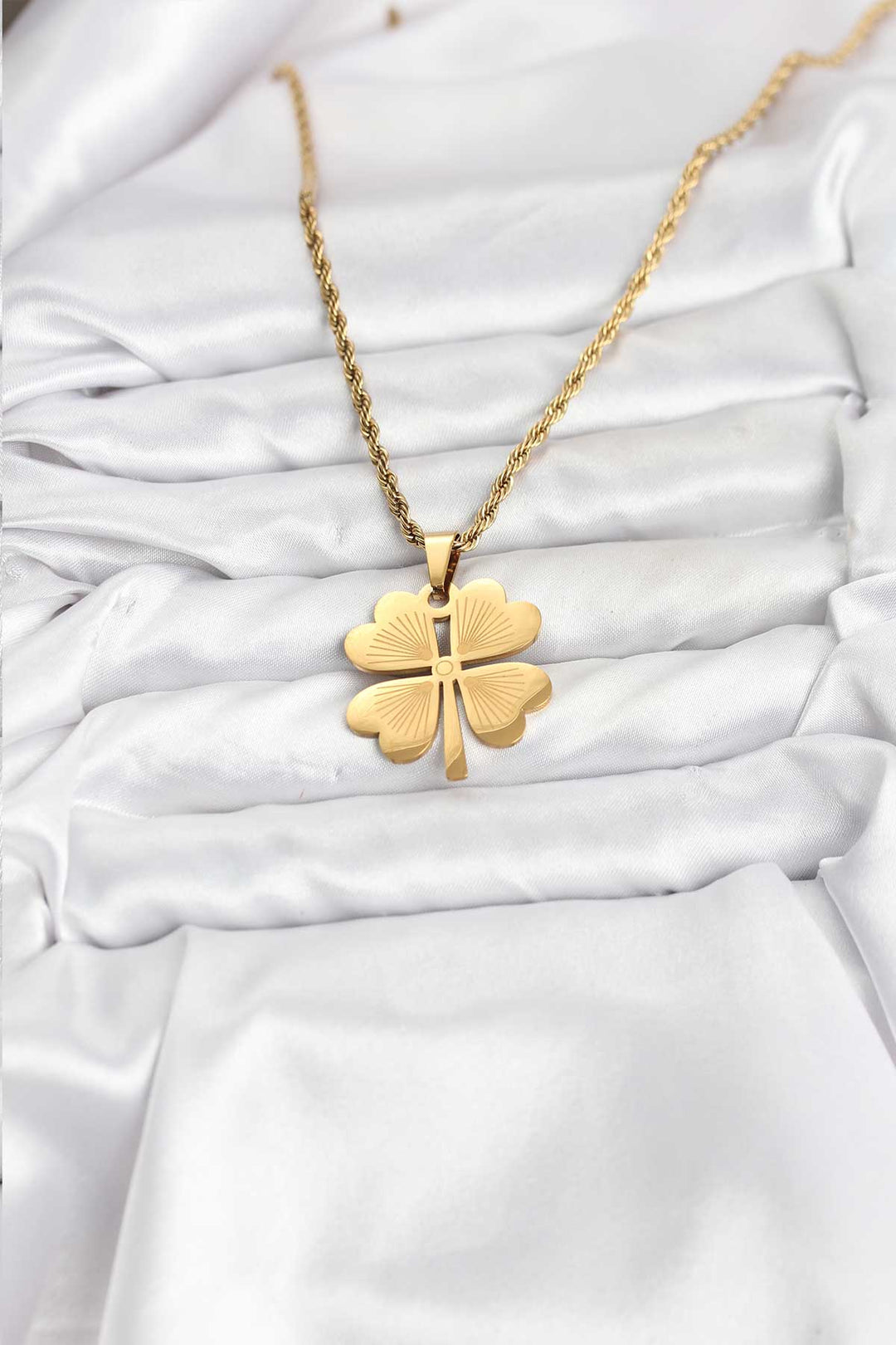 EBJ 316L Steel Chain Gold Color Clover Model 60 cm Women's Necklace - Brighton