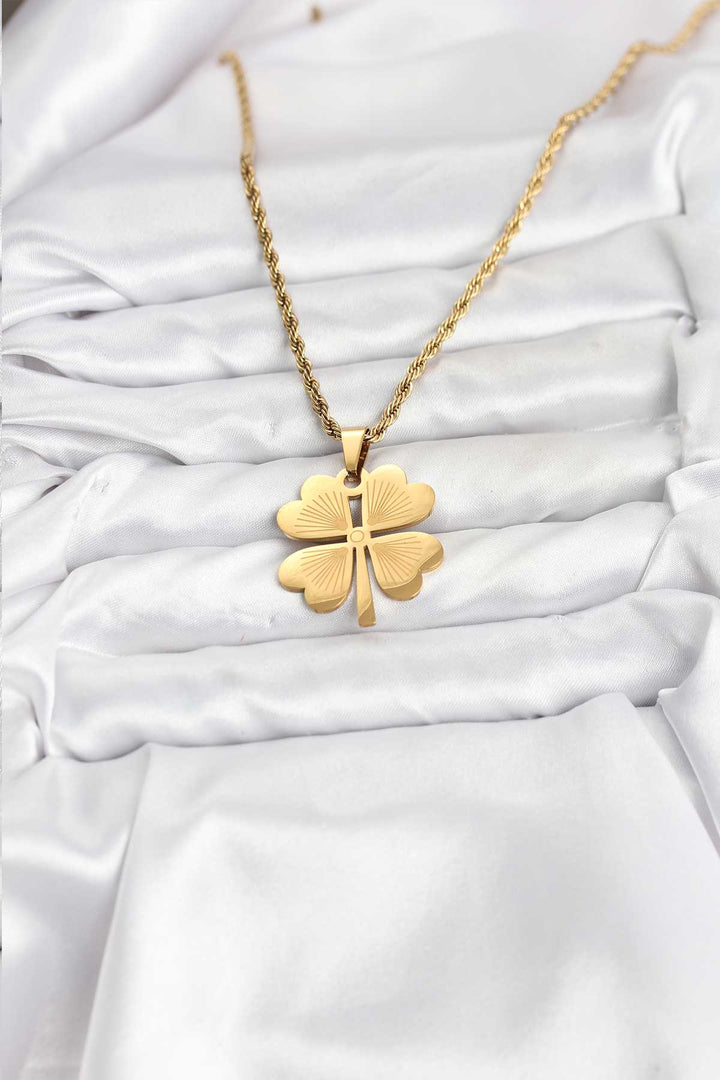 EBJ 316L Steel Chain Gold Color Clover Model 60 cm Women's Necklace - Brighton