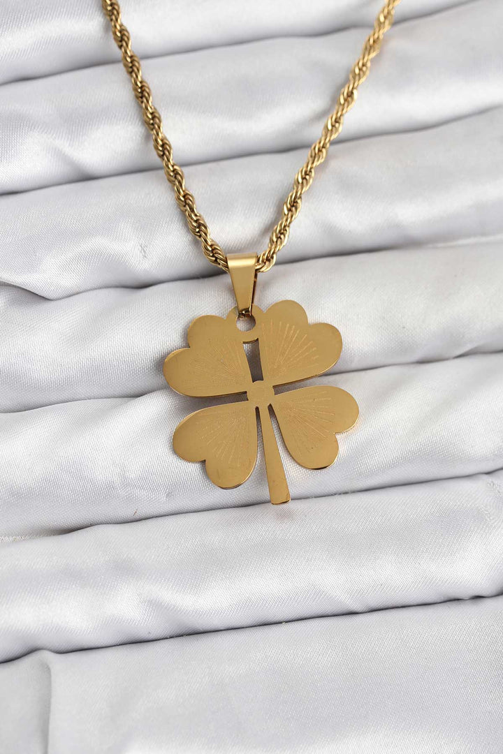 EBJ 316L Steel Chain Gold Color Clover Model 60 cm Women's Necklace - Brighton