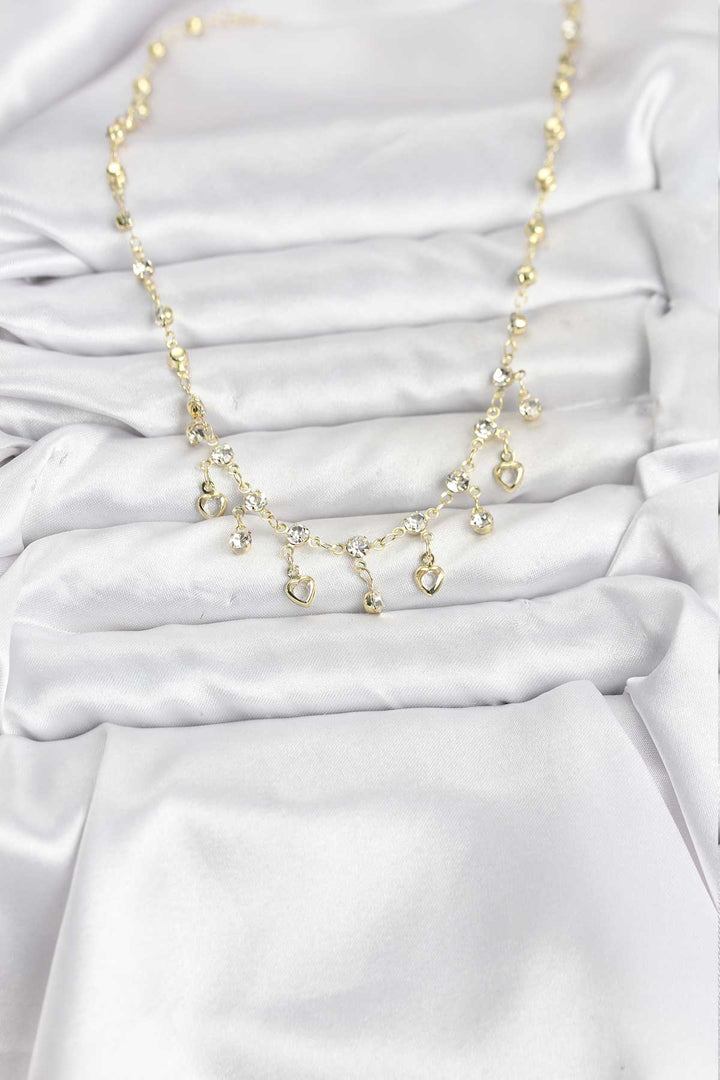 EBJ 316L Stainless Steel Chain Gold Color Zircon Stone Women's Necklace - Satu Mare