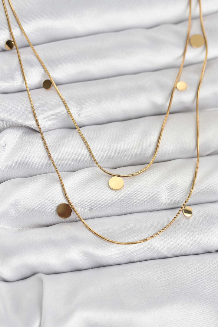 EBJ 316L Steel Chain Gold Color Sequined Women's Necklace - Bourges