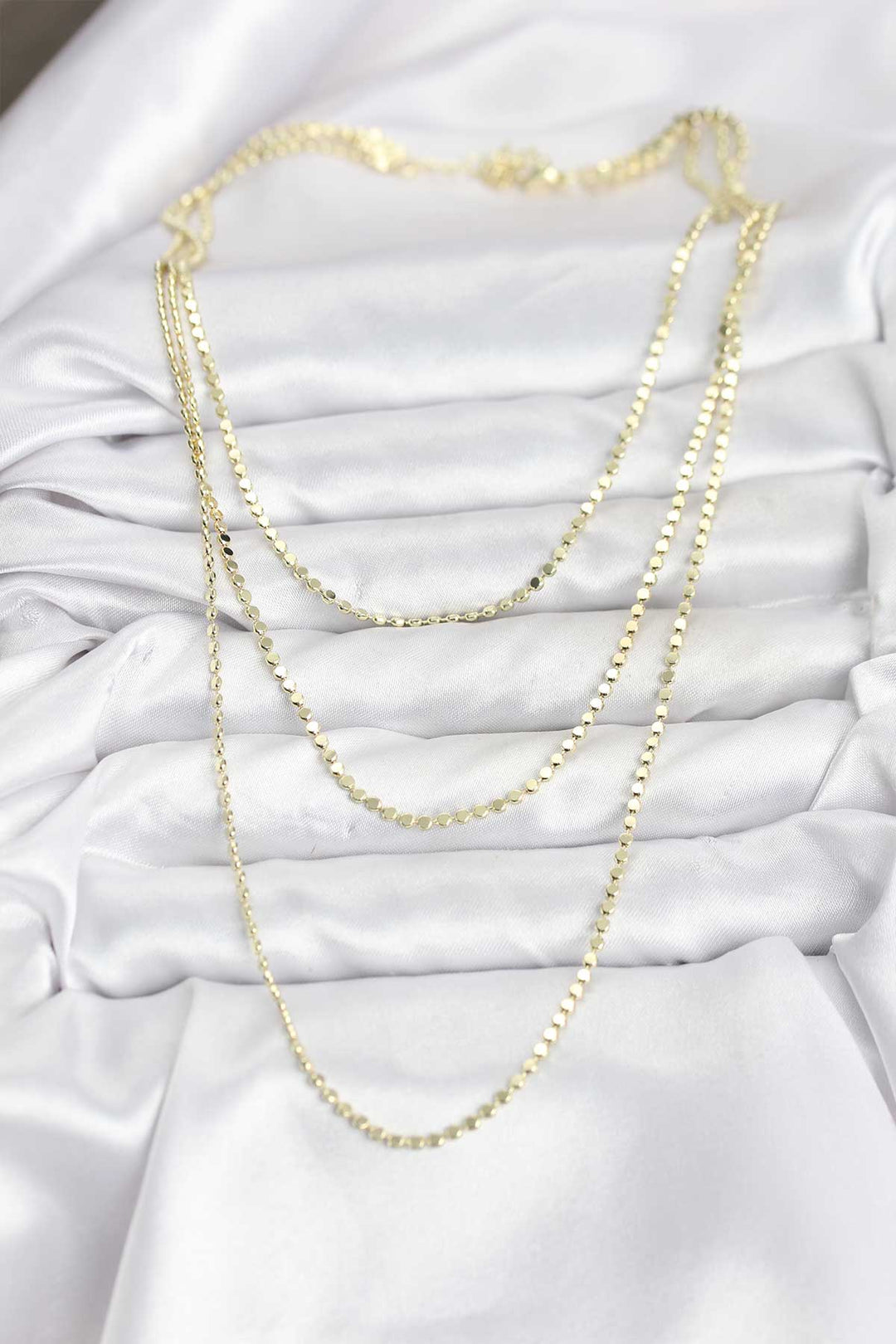 EBJ 316L Çelik Zincir Gold Renk Ezme Zincir Model 3'lü Kadın Kolye - Neubrandenburg