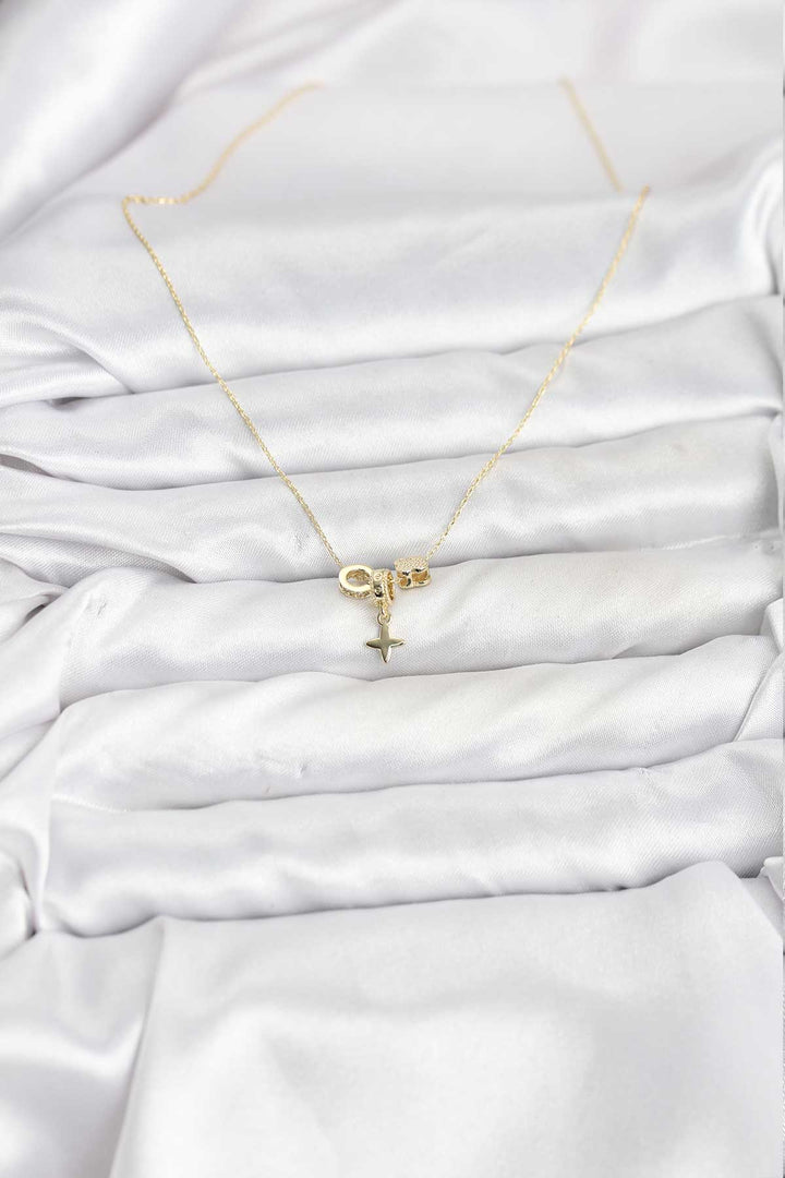 EBJ Gold Renk Pirinç Minimal Charmlı Kadın Kolye - Dublin