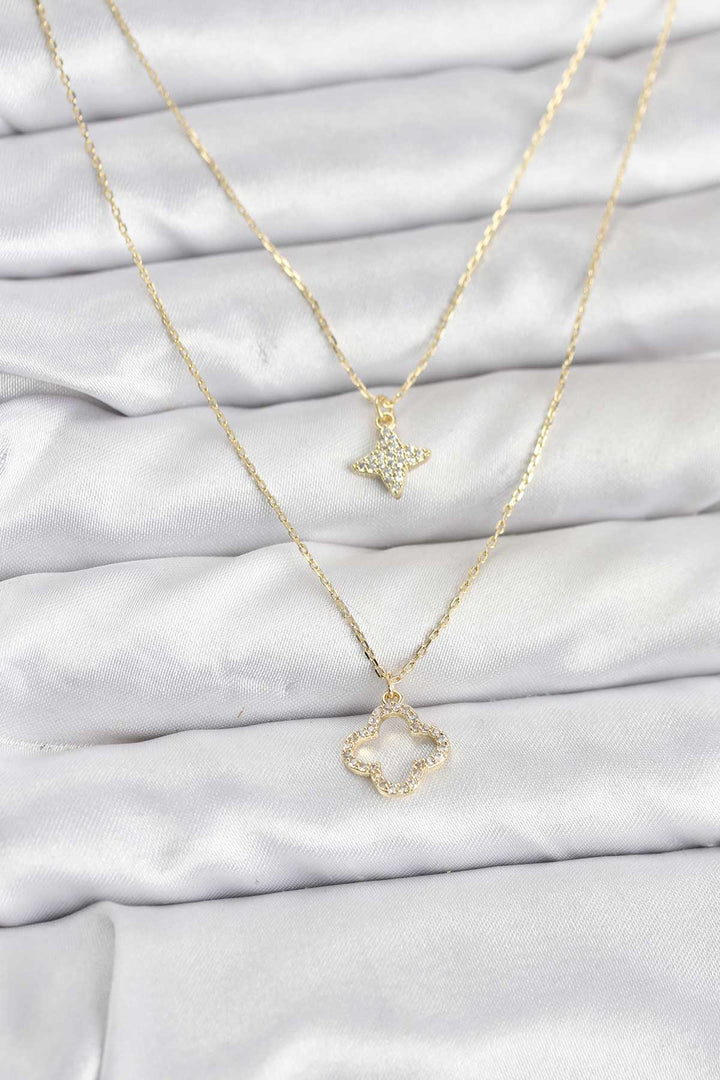 EBJ Pirinç Gold Renk Yonca Model 2'li Kadın Kolye - Randolph