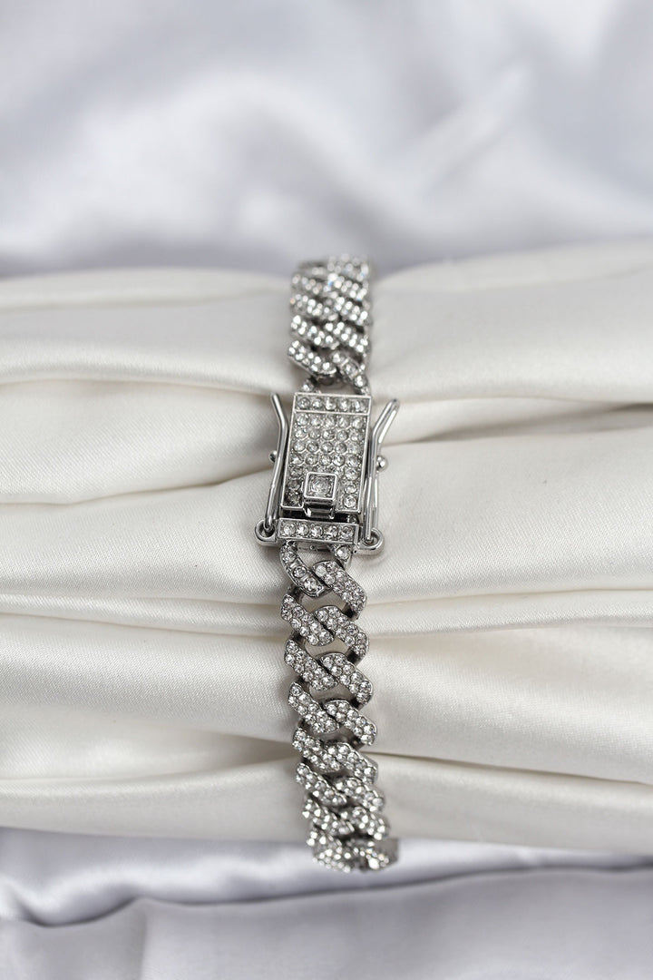 EBJ Gümüş Renk Pirinç Cuba Chain Gurmet Bileklik - Santiago