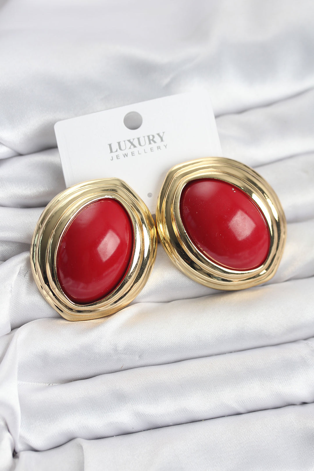 EBJ Rice Red Almond Model Vintage Gold Women's Earrings - Smithtown