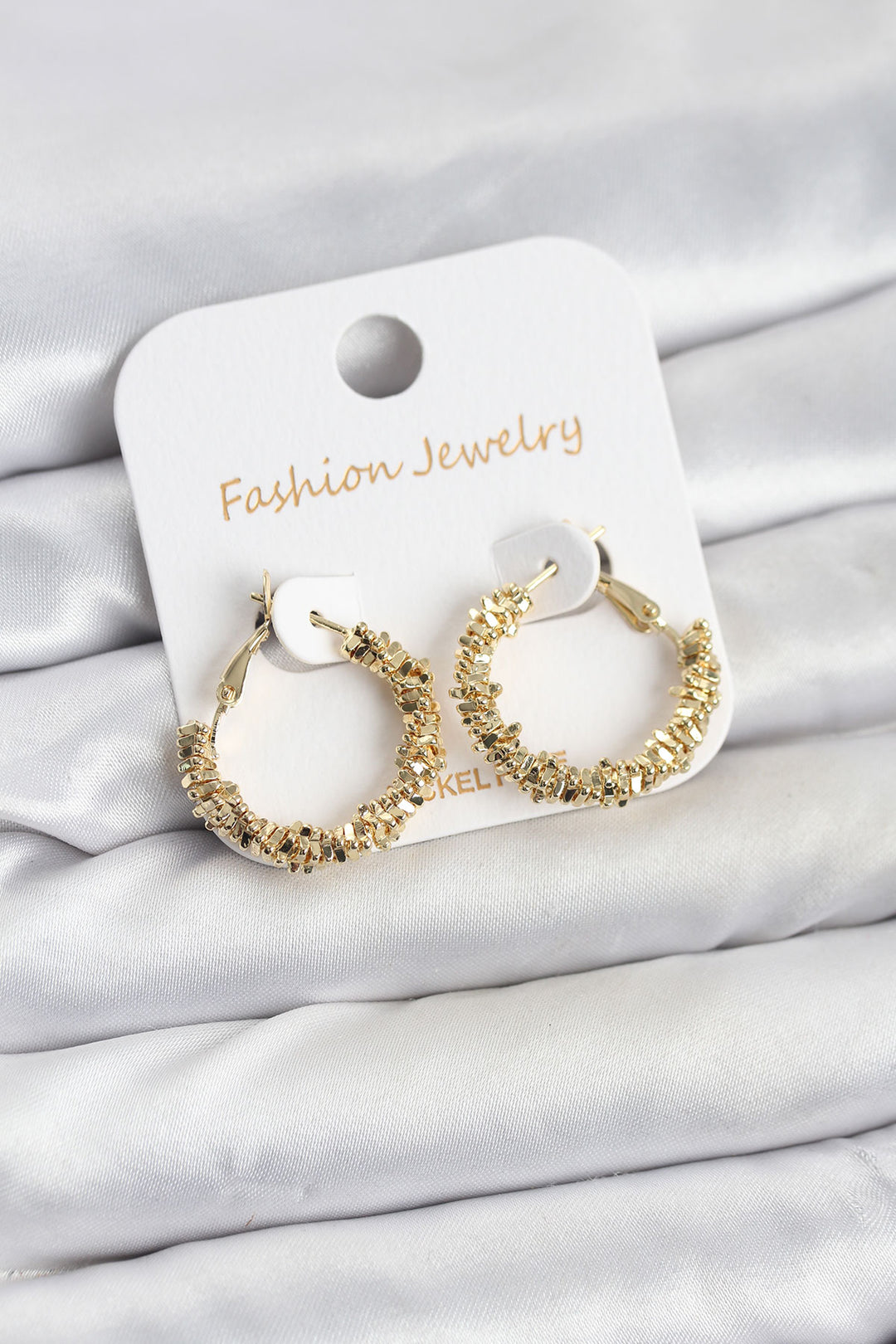 EBJ Gold Color Rice Small Dotted Hoop Model Women's Earring - Águeda