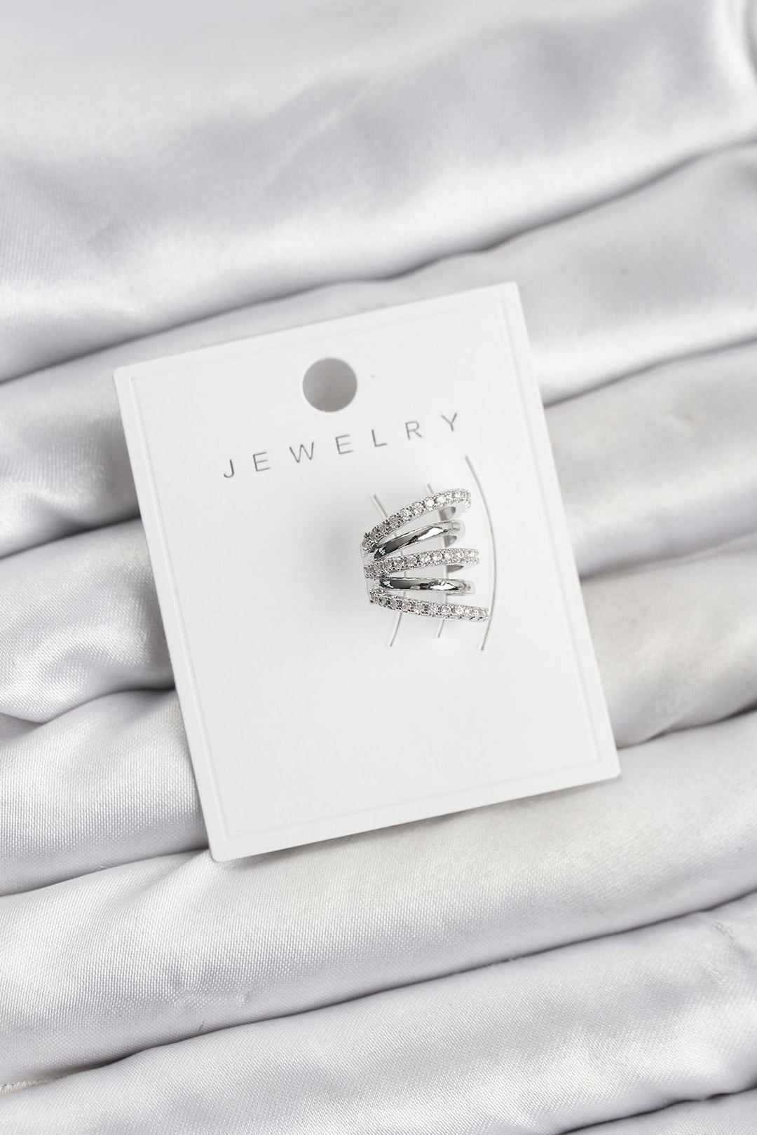EBJ Silver Color Brass Earcuff Earring with Zircon Stone - Cranbourne