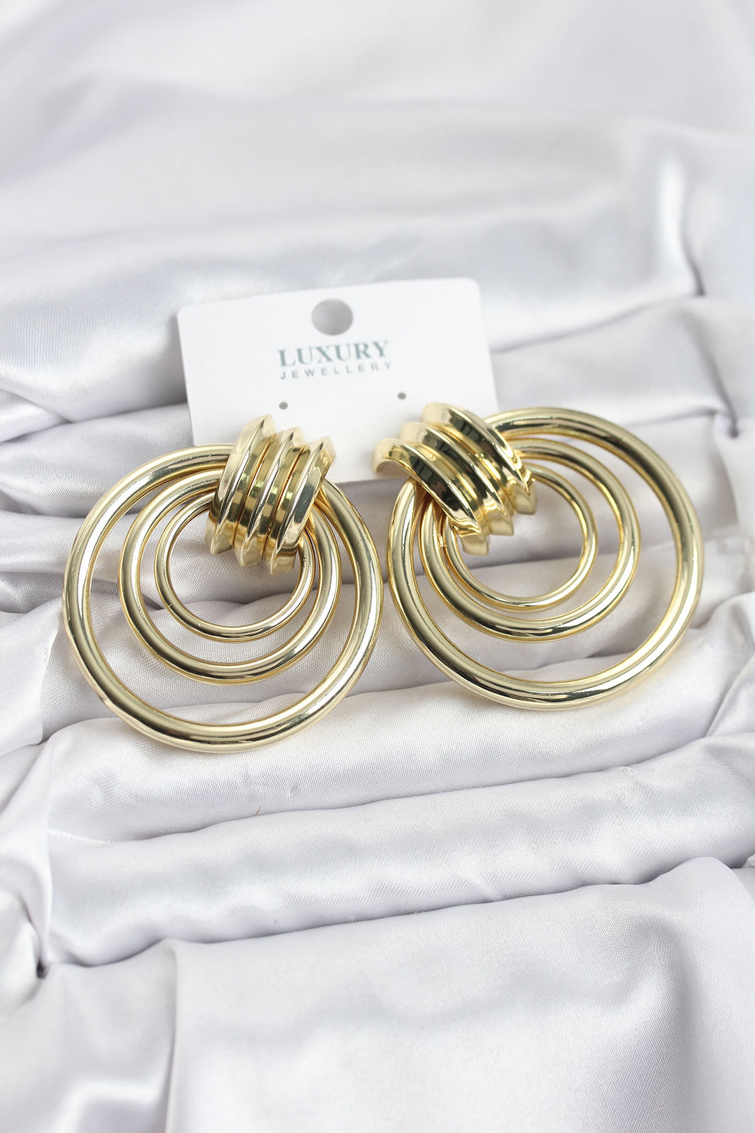 EBJ Pirinç Gold Renk Halka Model Vintage Kadın Küpe - Arona
