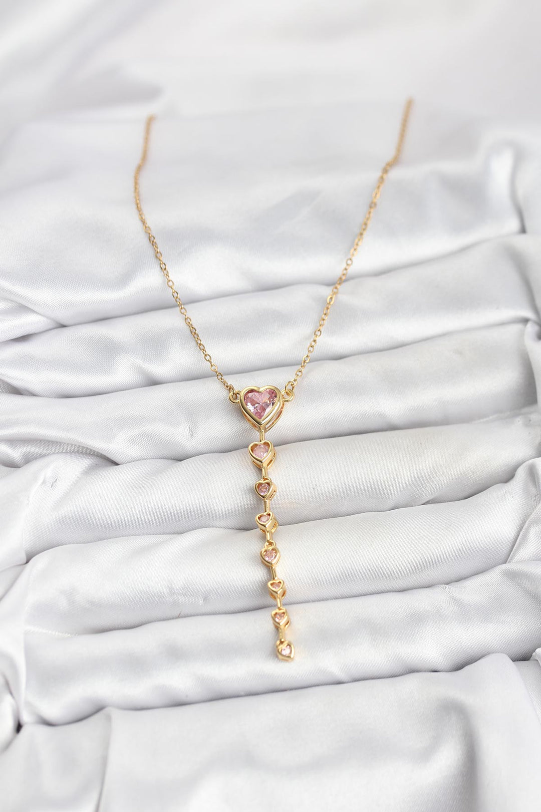 EBJ 316L Steel Chain Gold Color Pink Heart Women Necklace - Noisy-le-Grand