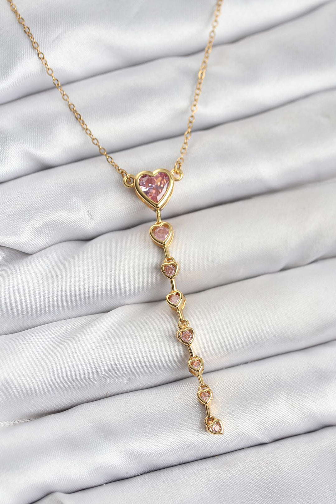 EBJ 316L Steel Chain Gold Color Pink Heart Women Necklace - Noisy-le-Grand