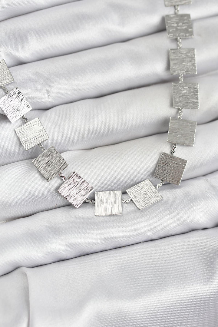 EBJ Square Plate Model Silver Color Women's Necklace - Littleton