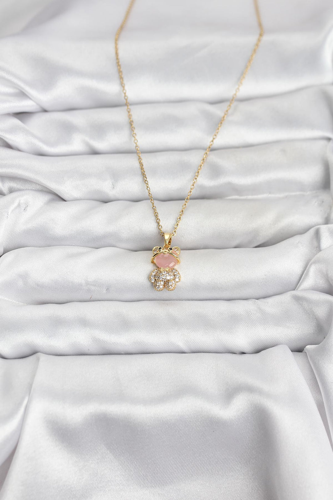 EBJ 316L Çelik Zincir Gold Renk Teddy Bear Model Zirkon Taşlı Kadın Kolye - Sindelfingen