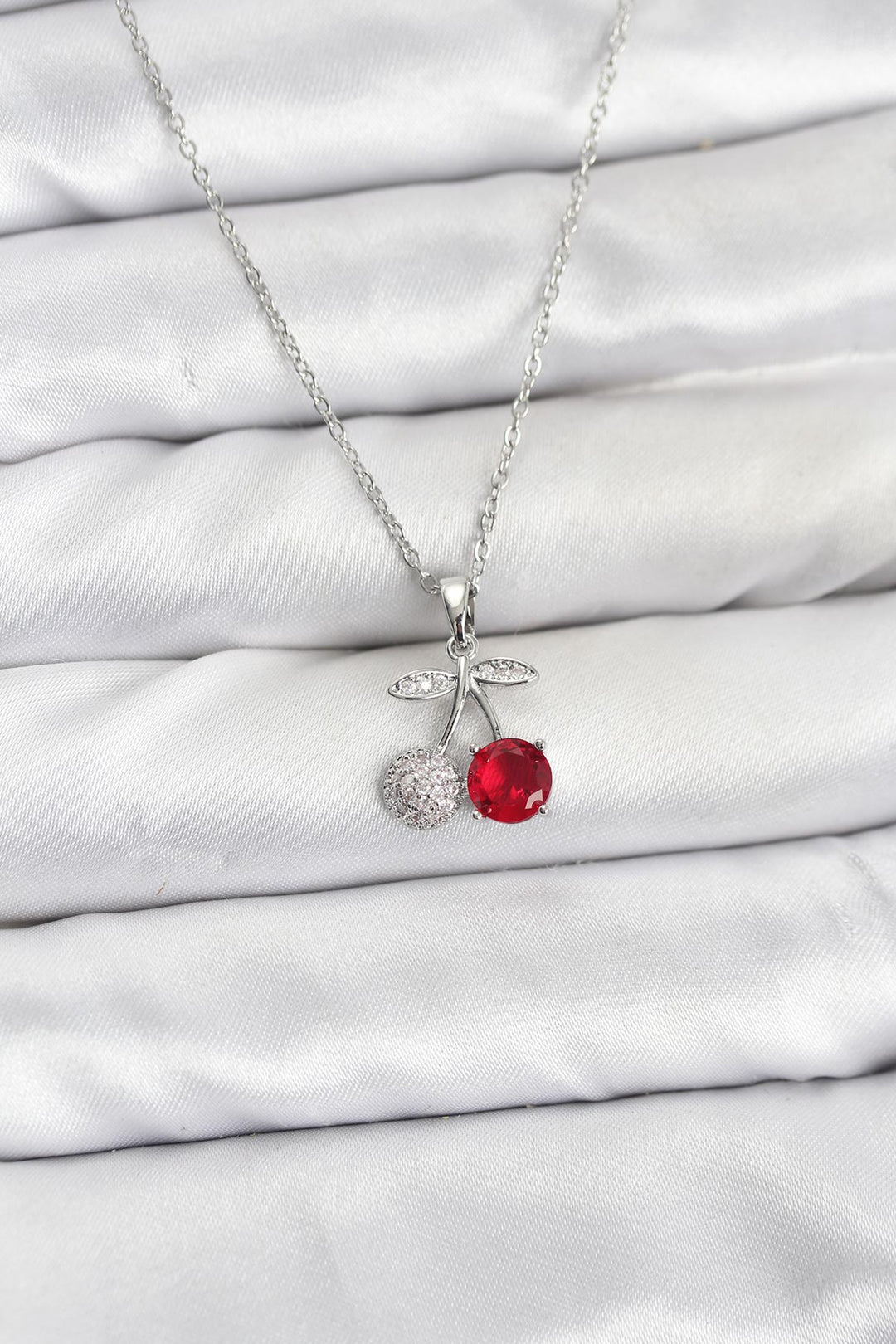 EBJ 316L Stainless Steel Chain Silver Color Cherry Model Zircon Stone Women's Necklace - Wilmington