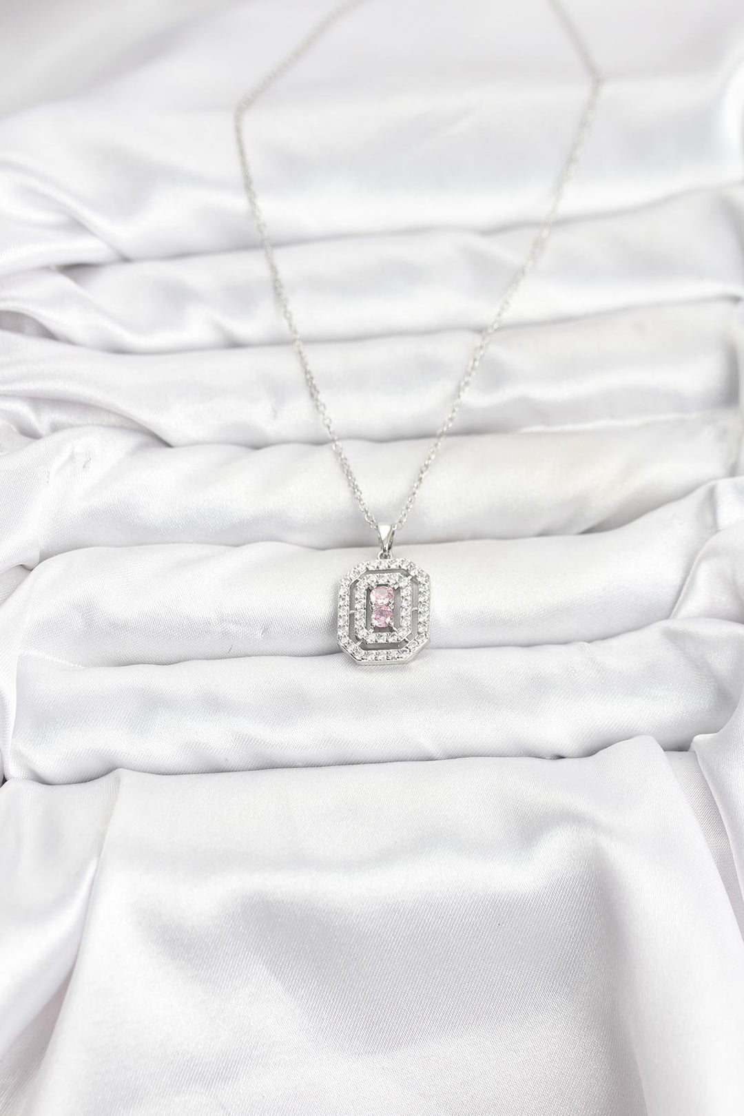 EBJ 316L Stainless Steel Chain Silver Color Plate Model Zircon Stone Women's Necklace - Estepona