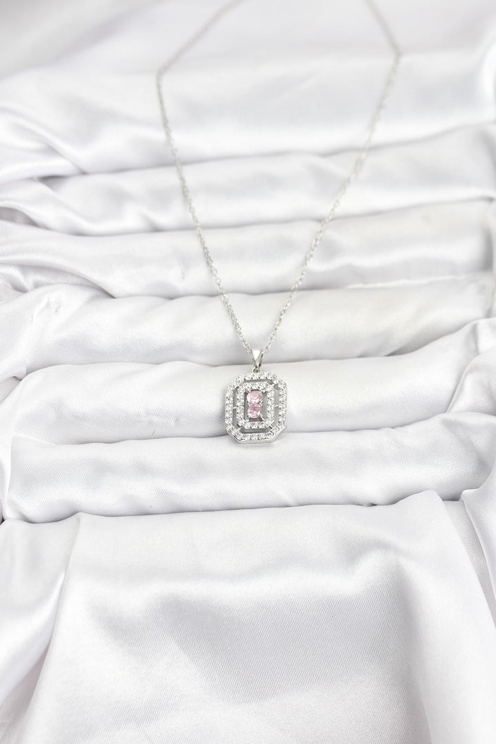 EBJ 316L Stainless Steel Chain Silver Color Plate Model Zircon Stone Women's Necklace - Estepona