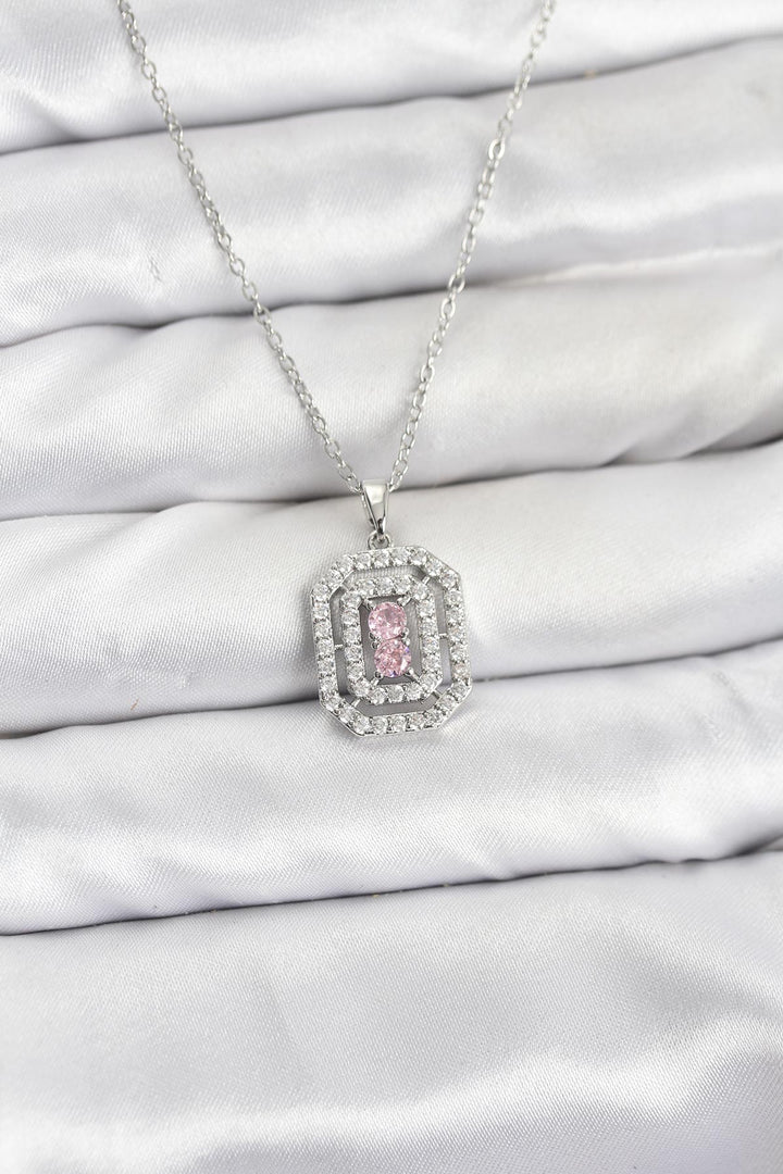 EBJ 316L Stainless Steel Chain Silver Color Plate Model Zircon Stone Women's Necklace - Estepona