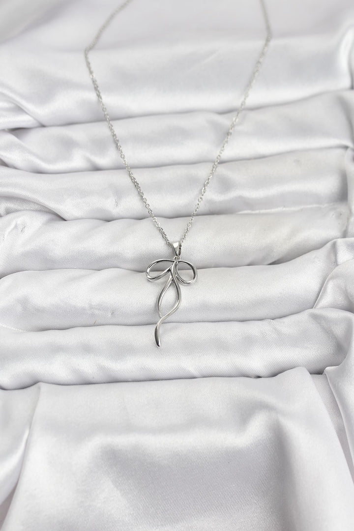 EBJ 316L Stainless Steel Chain Silver Color Bow Model Women's Necklace - Sesto Fiorentino