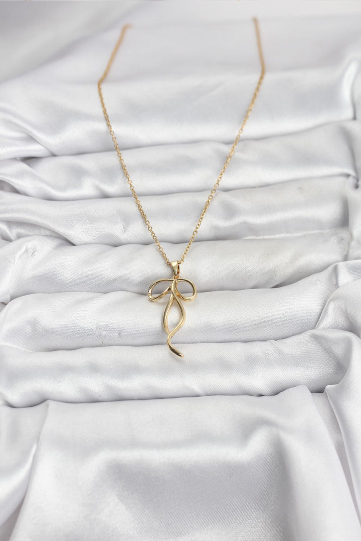 EBJ 316L Steel Chain Gold Color Bow Model Women's Necklace - Tuscaloosa