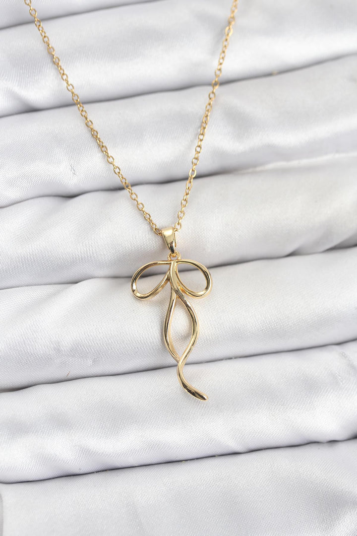EBJ 316L Steel Chain Gold Color Bow Model Women's Necklace - Tuscaloosa