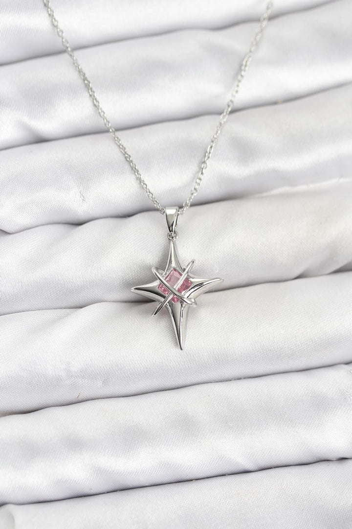 EBJ 316L Stainless Steel Silver Color Zircon Stone Polaris Star Model Women's Necklace - Montélimar