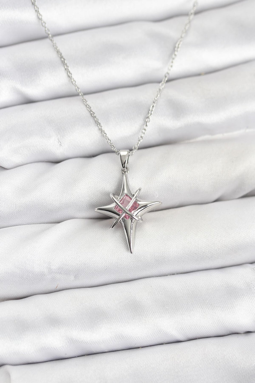 EBJ 316L Stainless Steel Silver Color Zircon Stone Polaris Star Model Women's Necklace - Bazal’tove