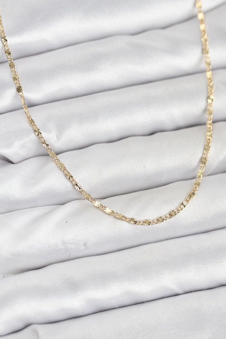 EBJ CM 14K Gold Renk Lazer İnce Zincirli Kadın Kolye - Canberra
