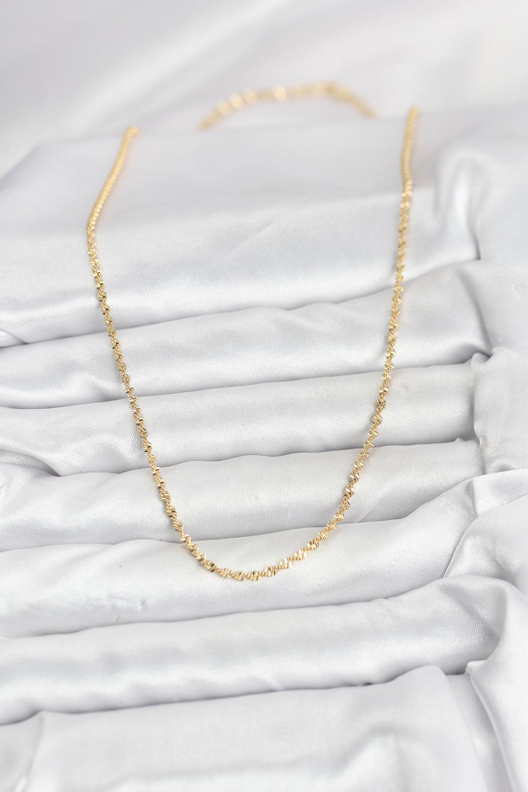 EBJ CM 14K Gold Renk Ezme Burgu Zincir Model 60 cm Kadın Kolye - Leigh