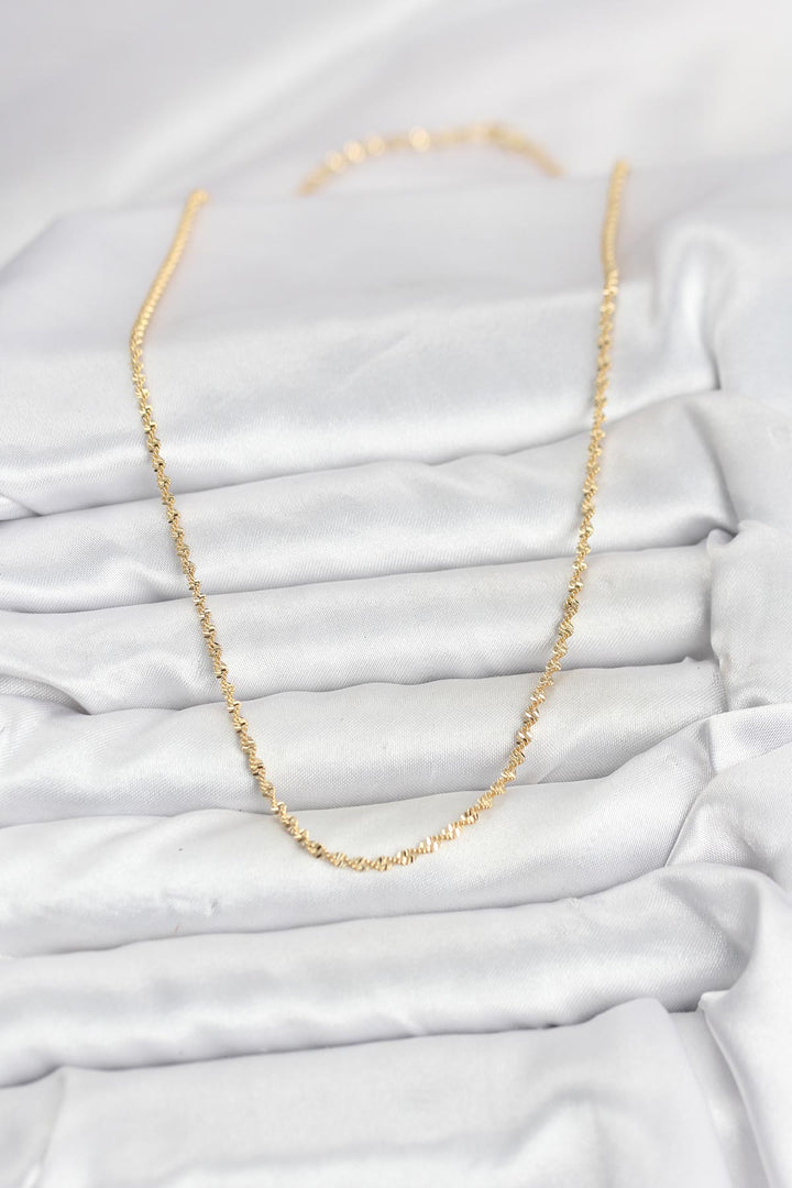 EBJ CM 14K Gold Renk Ezme Burgu Zincir Model 60 cm Kadın Kolye - Leigh