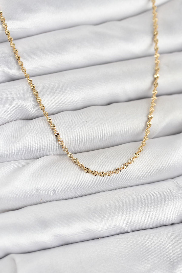 EBJ CM 14K Gold Renk Ezme Burgu Zincir Model 60 cm Kadın Kolye - Leigh