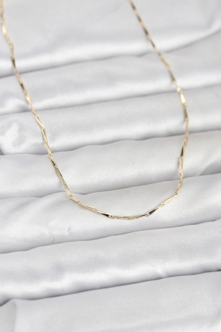 EBJ CM 14K Gold Renk Çubuk Kesme Zincir Model 60 cm Kadın Kolye - Cortlandt