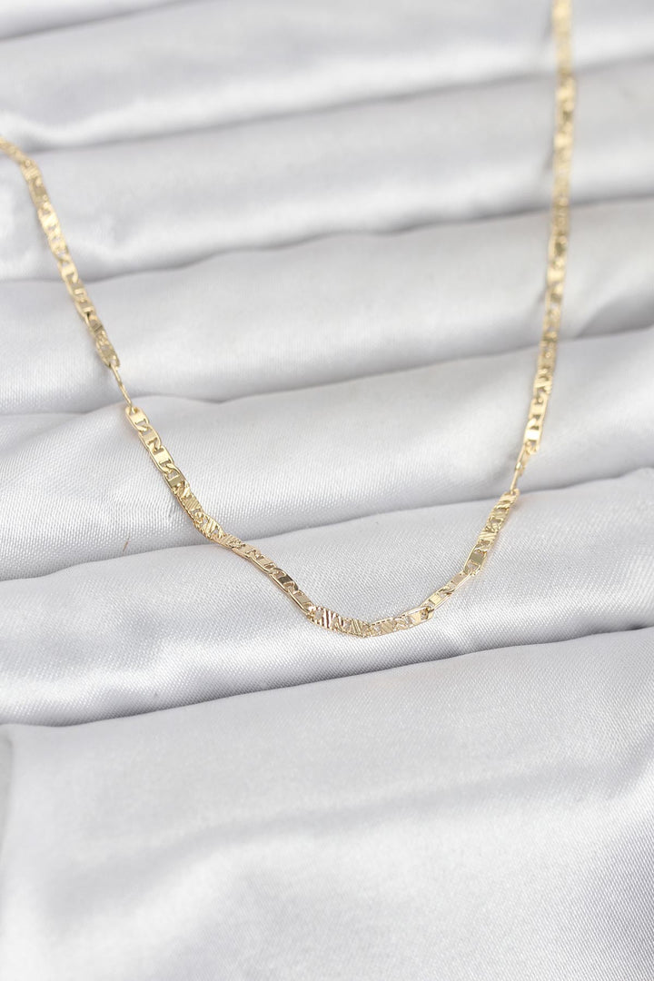 EBJ CM 14K Gold Renk Yassı Zincir Model 60 cm Kadın Kolye - Toowoomba