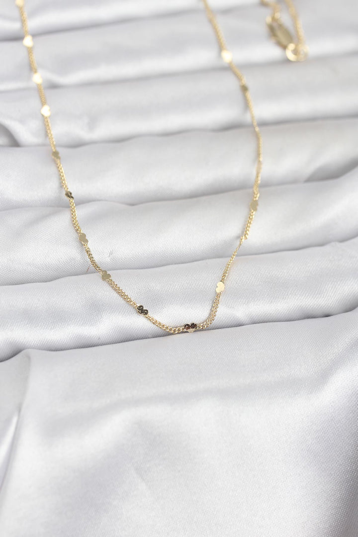 EBJ CM 14K Gold Renk Ezme Kalp Detaylı 60 cm Zincir Kadın Kolye - Avellino