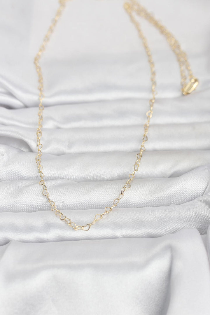 EBJ CM 14K Gold Renk Kalp Zincirli 60 cm Kadın Kolye - Casper